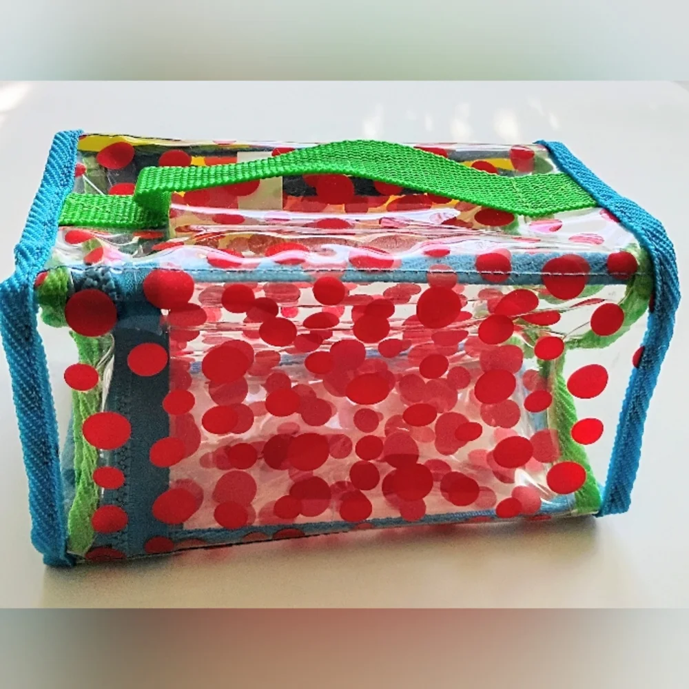 ALEX Polka Dot Clear Case for Makeup, Travel, Kids, Accessories etc. 7x4x4 CUTE!